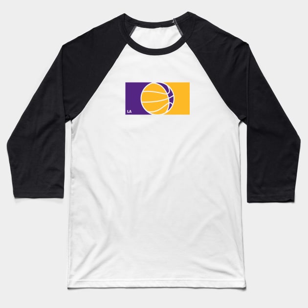 Los Angeles Basketball Purple Yellow Baseball T-Shirt by theDK9